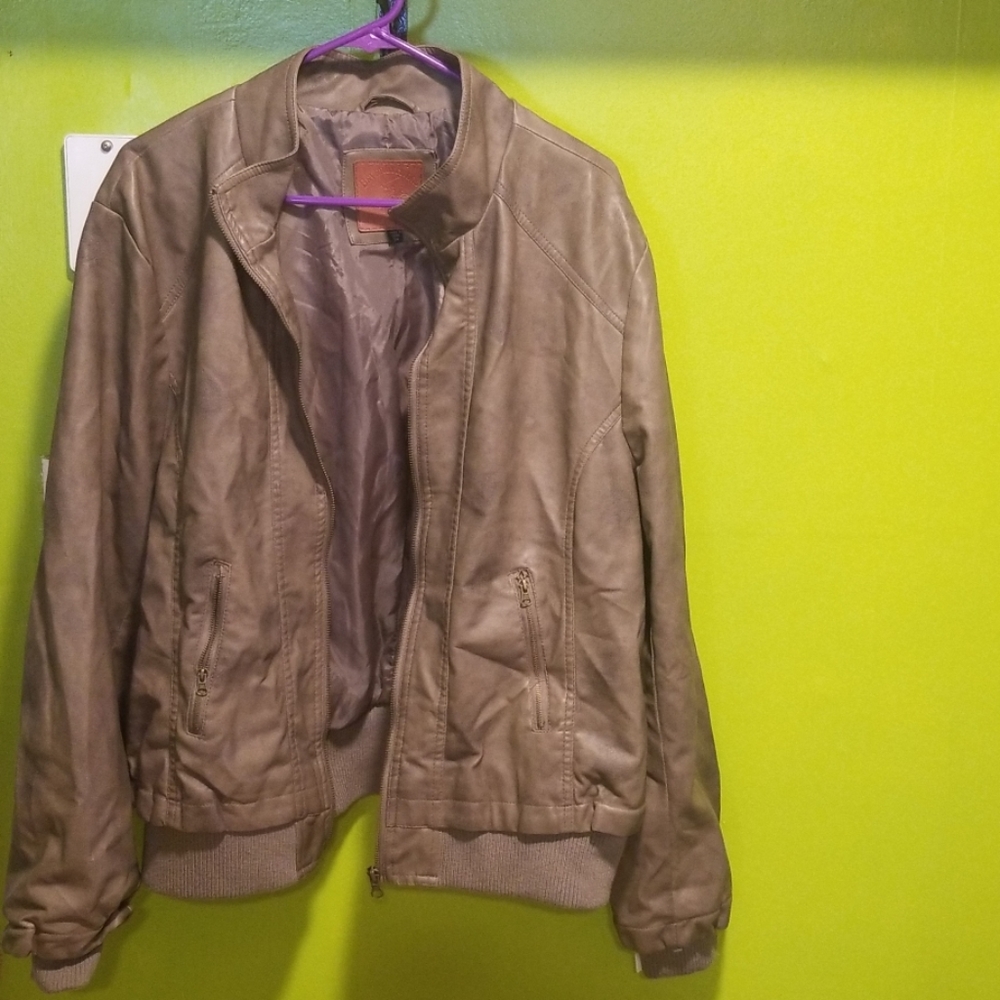 Leather bomber jacket